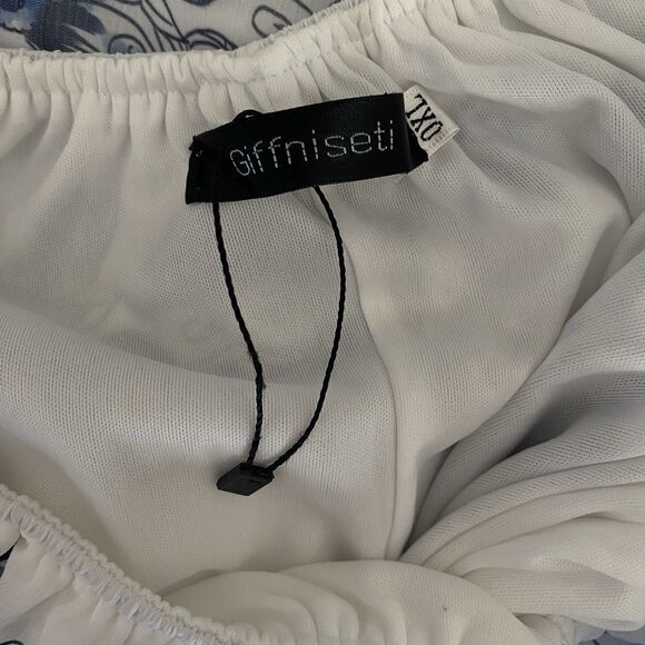 Giffniseti Floral Dress Boho Travel Cut Out Bishop Sleeve Ruffle Flounce Hem XL - Picture 13 of 15